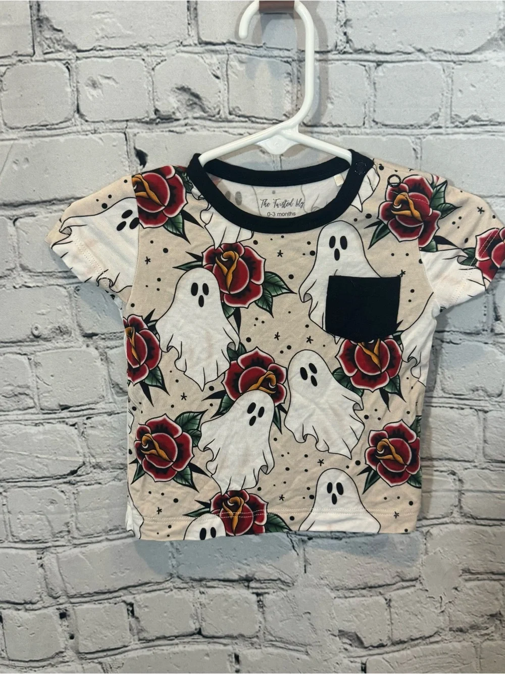 The Twisted Lily Ghost Floral Pattern Bamboo Pocket T-Shirt